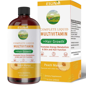 ESUNM Complete Liquid Multivitamin + Hair Growth, Promotes Energy Metabolism& Skin and Hair Function| Vitamin C D | B Vitamins | ESUNM uk supplements