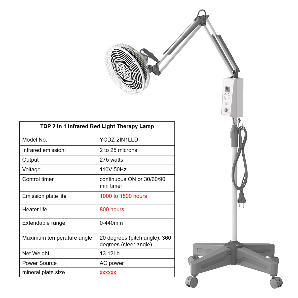 TDP and Infrared Red Light Therapy with Base, 2 in 1 Infrared Heat Lamp Device with 275W Bulb YUNCHI uk supplements