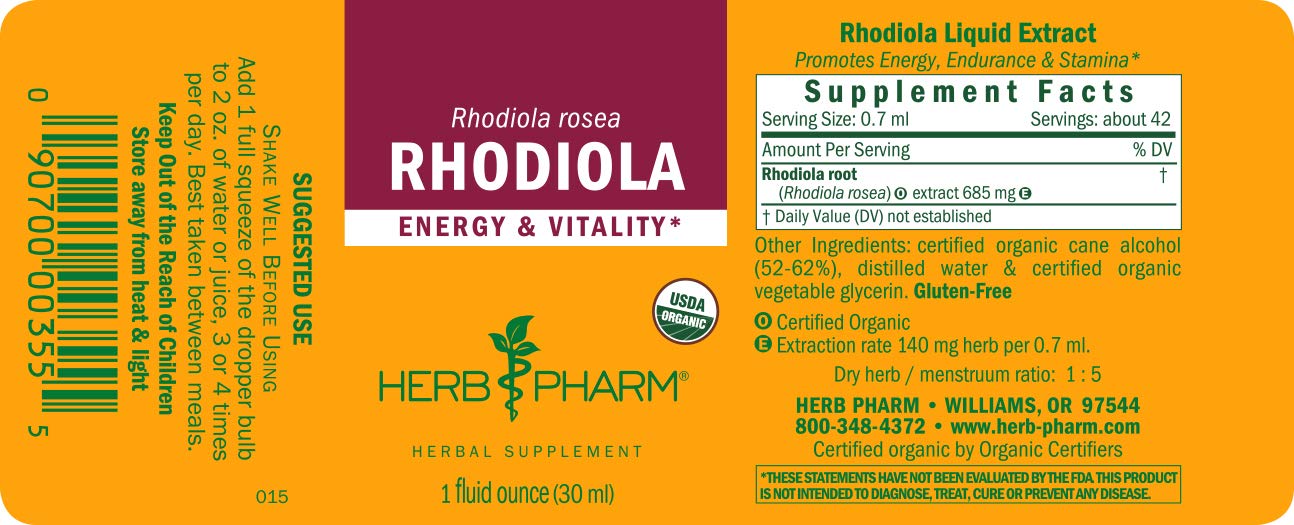 Herb Pharm Certified Organic Rhodiola Root Extract for Energy, Endurance and Stamina Herb Pharm uk supplements