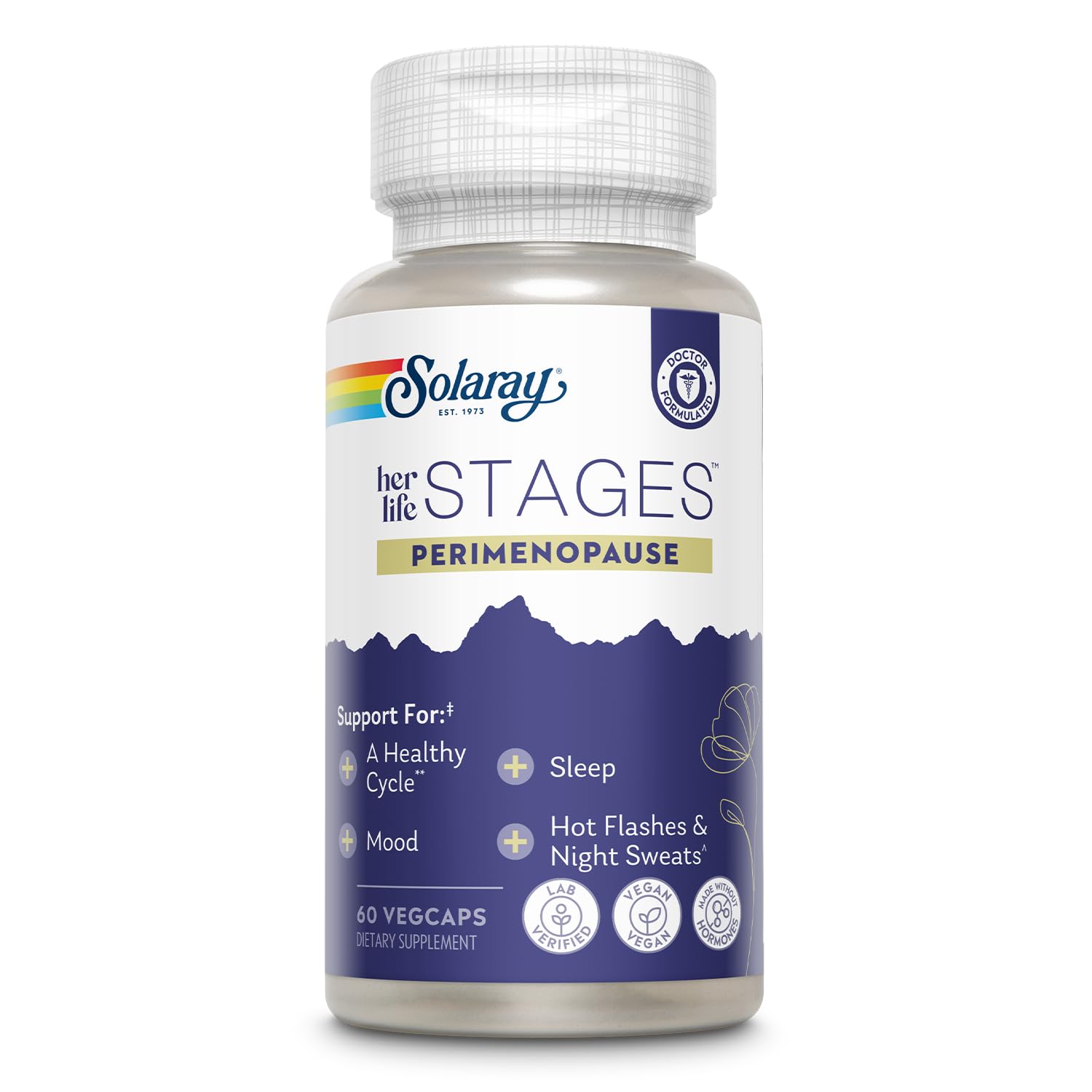 SOLARAY Perimenopause her Life Stages - Perimenopause Supplements Women - Hot Flashes, Menopause Support - Saffron and Chasteberry - Made Without Hormones - 60-Day Guarantee - 30 Servings, 60 VegCaps SOLARAY uk supplements