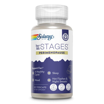 SOLARAY Perimenopause her Life Stages - Perimenopause Supplements Women - Hot Flashes, Menopause Support - Saffron and Chasteberry - Made Without Hormones - 60-Day Guarantee - 30 Servings, 60 VegCaps SOLARAY uk supplements