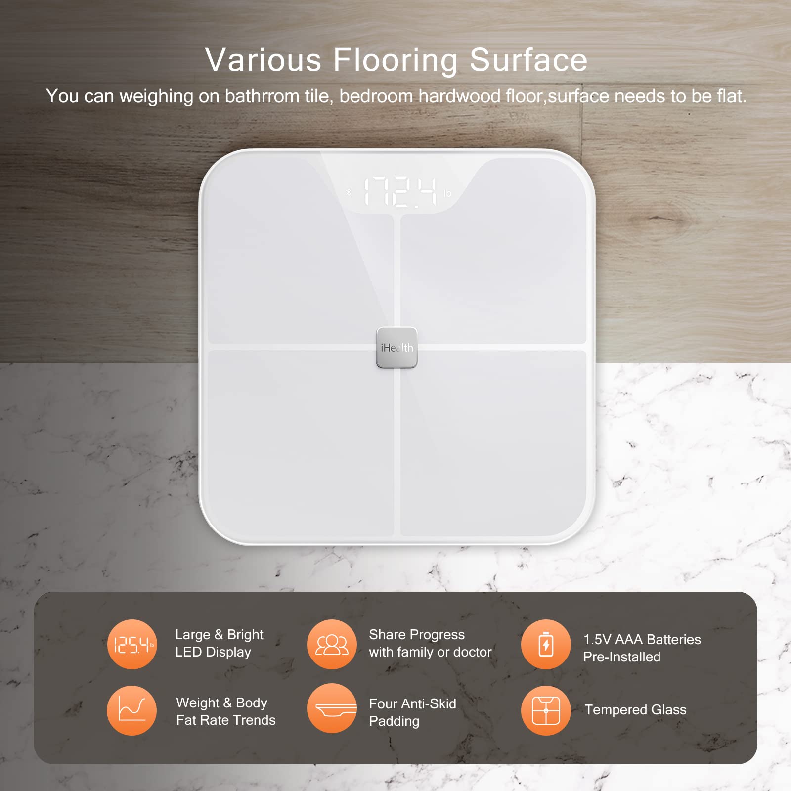iHealth Nexus Smart Scale for Body Weight Bluetooth, Digital Bathroom Scale Body Fat and Muscle iHealth uk supplements