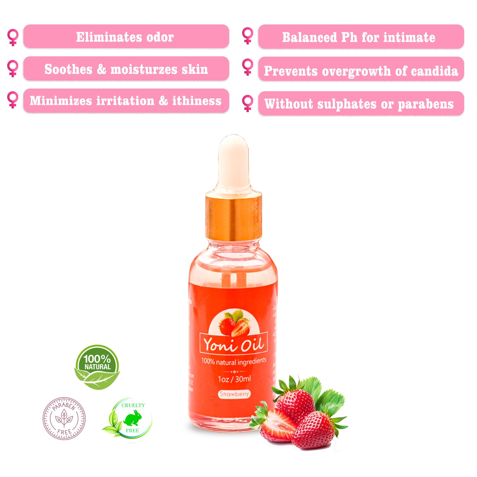 2Pcs Strawberry Yoni Bars and Yoni Oil Set for Feminine Wash, Yoni Wash for Cleanse Vaginal Balance PH tovaginsh uk supplements