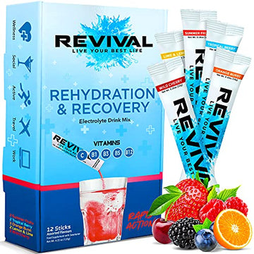 Revival Rapid Rehydration Electrolytes Powder - High Strength Vitamin C, B1, B3, B5, B12 Revival Shots uk supplements