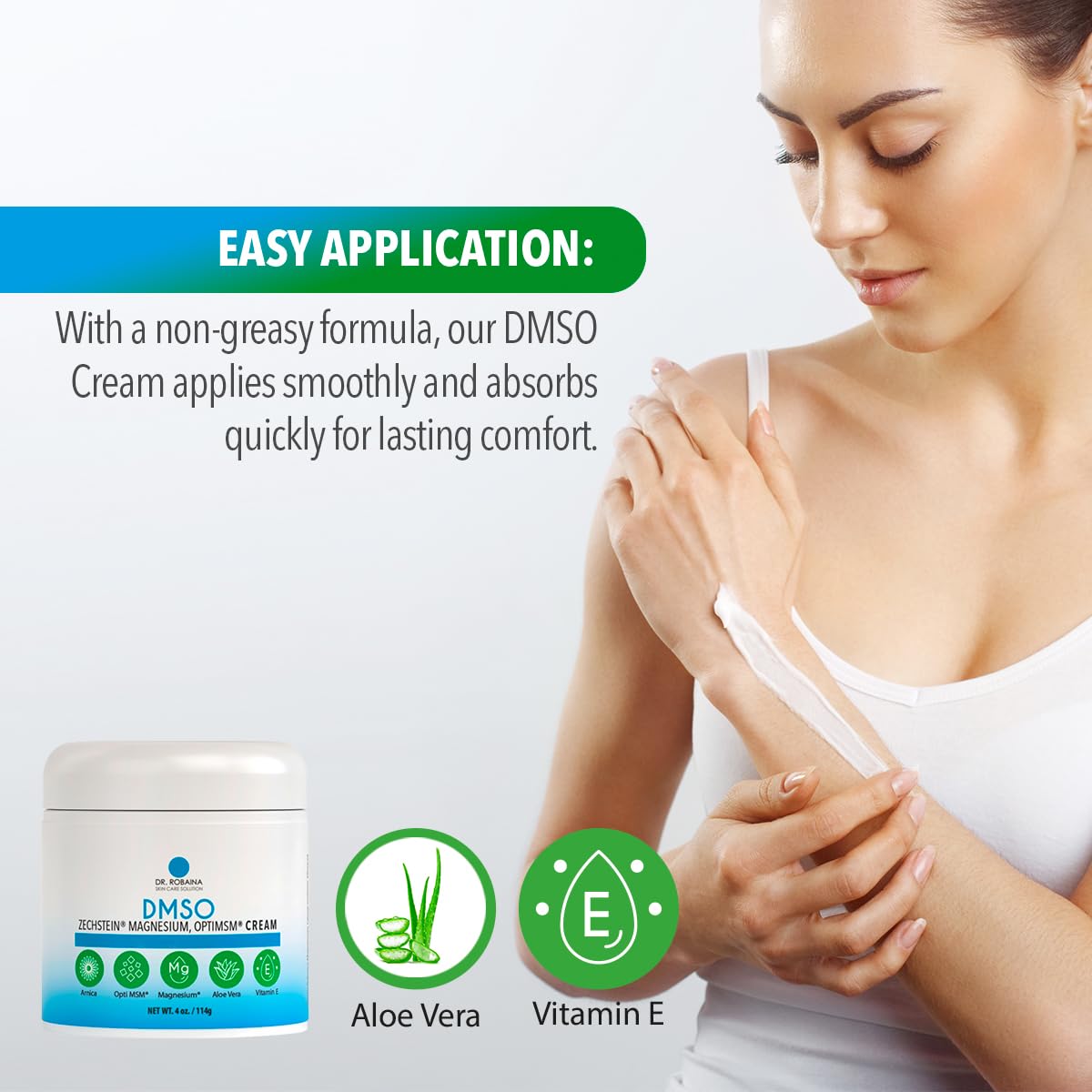 Dr. Robaina DMSO Cream – 99.9% Pure Dimethyl Sulfoxide | Formula with Zechstein Magnesium, Arnica, Aloe Vera & Vitamin E | Topical Cream for Body Wellness Dr. Robaina uk supplements