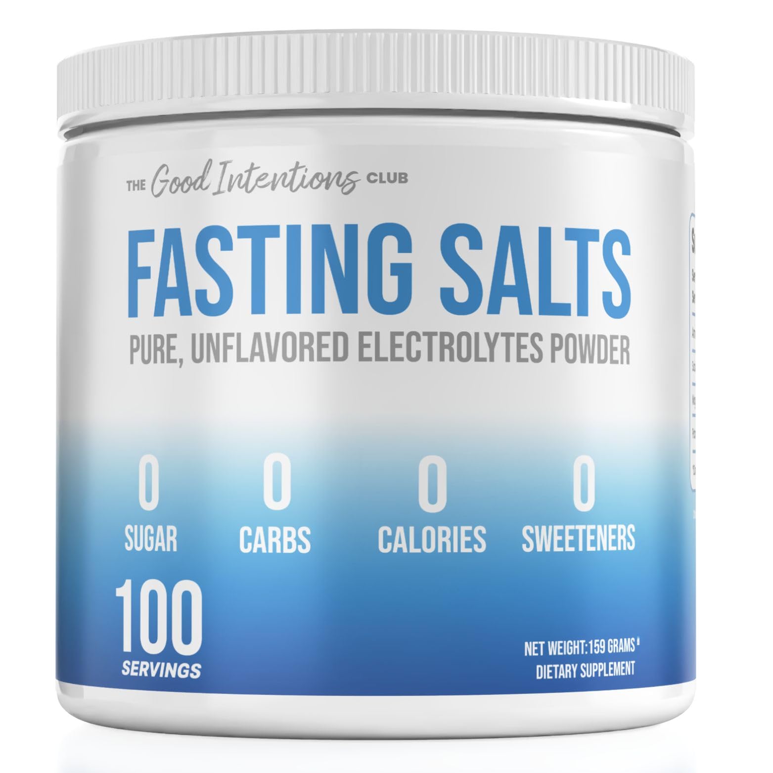 The Good Intentions Club Fasting Electrolytes - Unflavored Electrolyte Powder - 100 Servings - Fasting Salts - Fasting Supplement - Electrolytes for Fasting The Good Intentions Club uk supplements