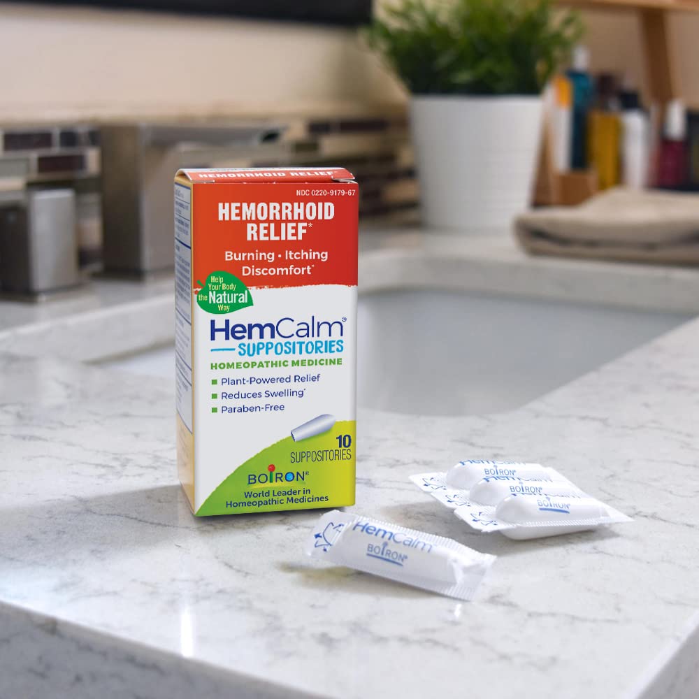 Boiron HemCalm Suppositories for Hemorrhoid Relief of Pain, Itching, Swelling or Discomfort - 10 Count (Pack of 2) Boiron uk supplements