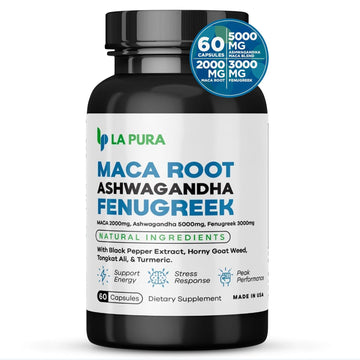 LaPura Ashwagandha 5000mg Maca Root 2000mg Fenugreek 3000mg Supplement LaPura uk supplements
