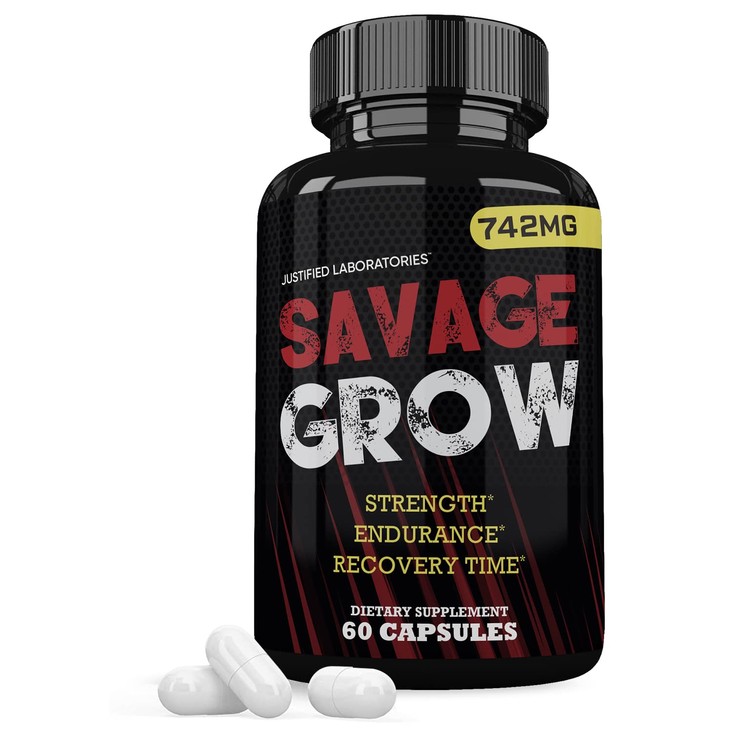 Savage Grow 742MG All Natural Advanced Men's Health Formula 60 Capsules Justified Laboratories uk supplements