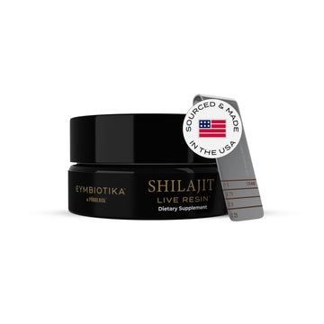 CYMBIOTIKA Pure Himalayan Shilajit Resin 500mg - 84+ Trace Minerals, High Potency with Elemental Gold & Fulvic Acid - for Energy, Focus, Immune & Digestive Support - Authentic Shilajit Resin CYMBIOTIKA uk supplements