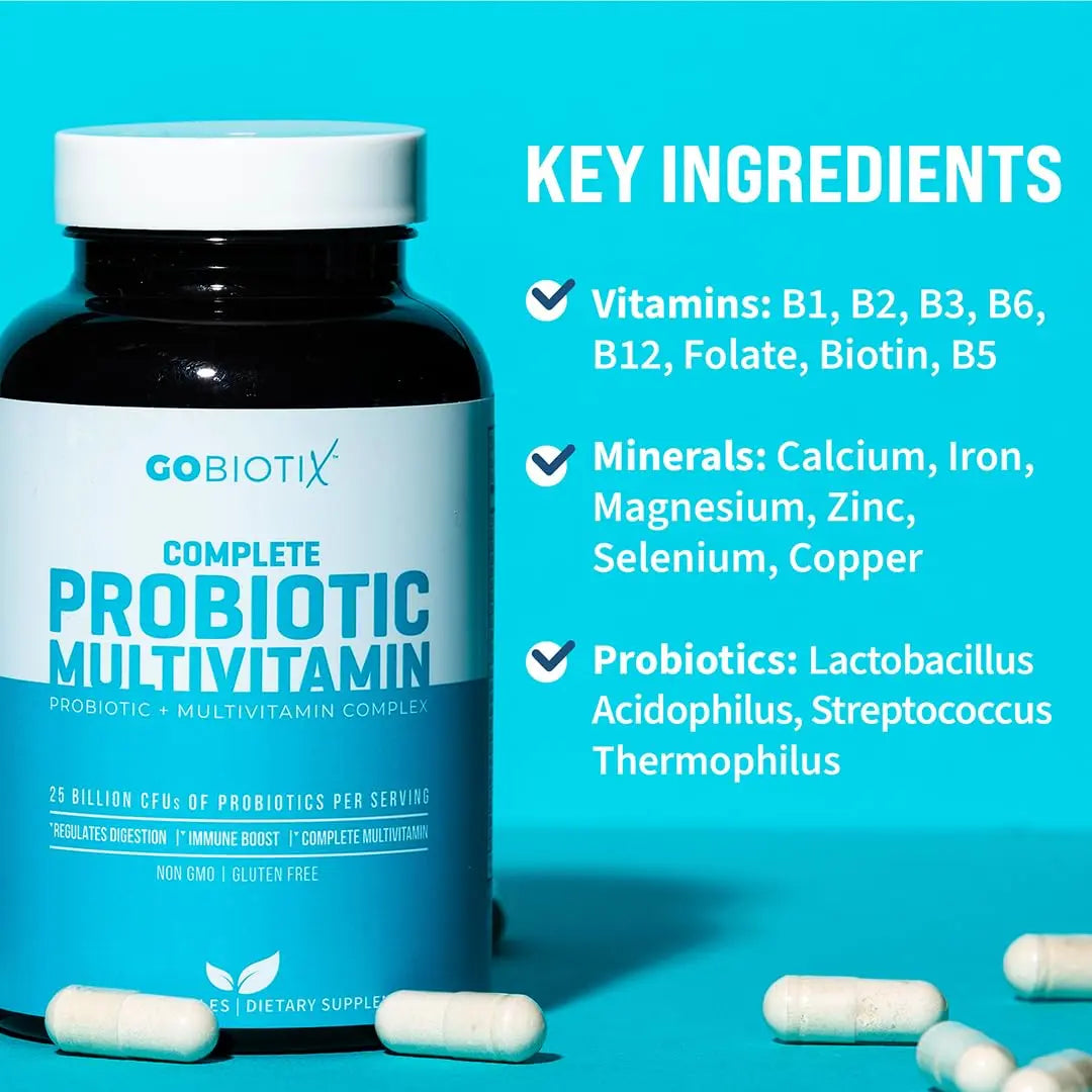 GOBIOTIX Multivitamin with Probiotics and Digestive Enzymes - 25 Billion CFU - Digestive Health, Probiotics for Women and Men GOBIOTIX uk supplements