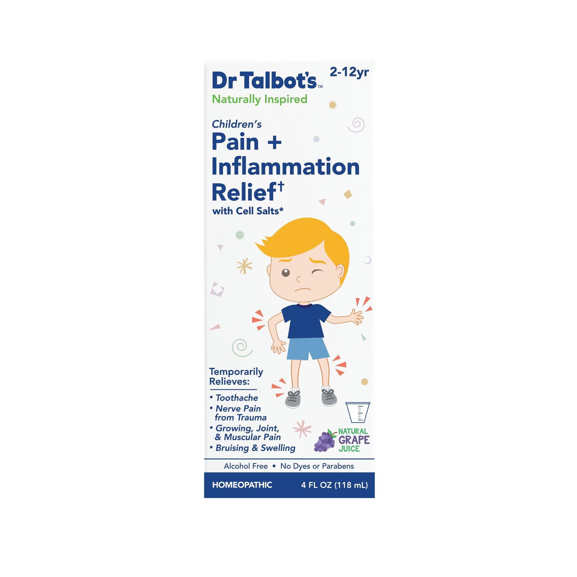 Dr. Talbot's Pain + Inflammation Relief Liquid Medicine for Children, Includes Dosage Cup, Grape Juice Flavor, 4 Fl Oz (Packaging May Vary) Dr. Talbot's uk supplements