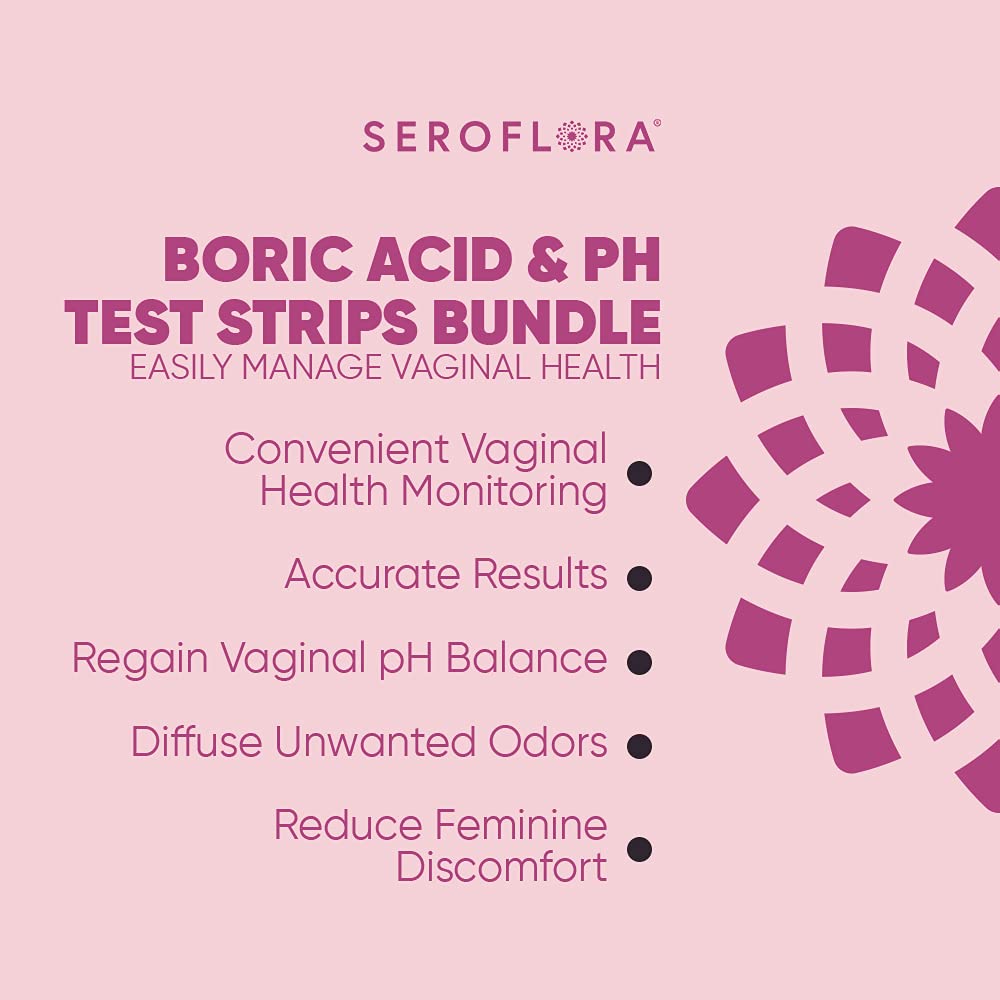Seroflora Boric Acid Vaginal Suppositories 600mg (28ct) & 40 pH Test Strips for Women Seroflora uk supplements