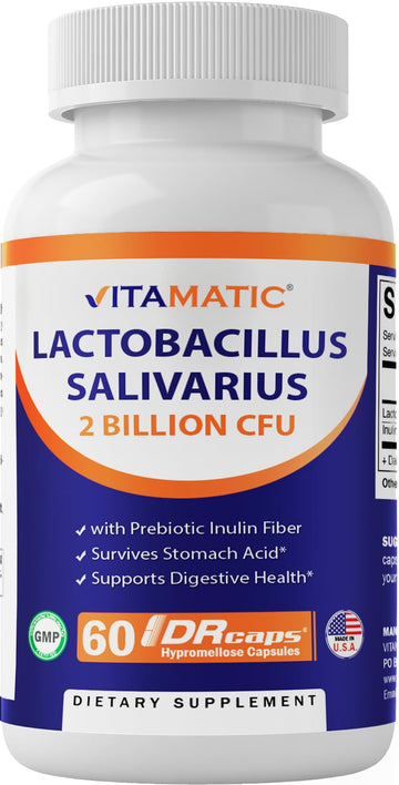Vitamatic Lactobacillus Salivarius 2 Billion per DR Capsule - 60 Count - Digestive Support Vitamatic uk supplements