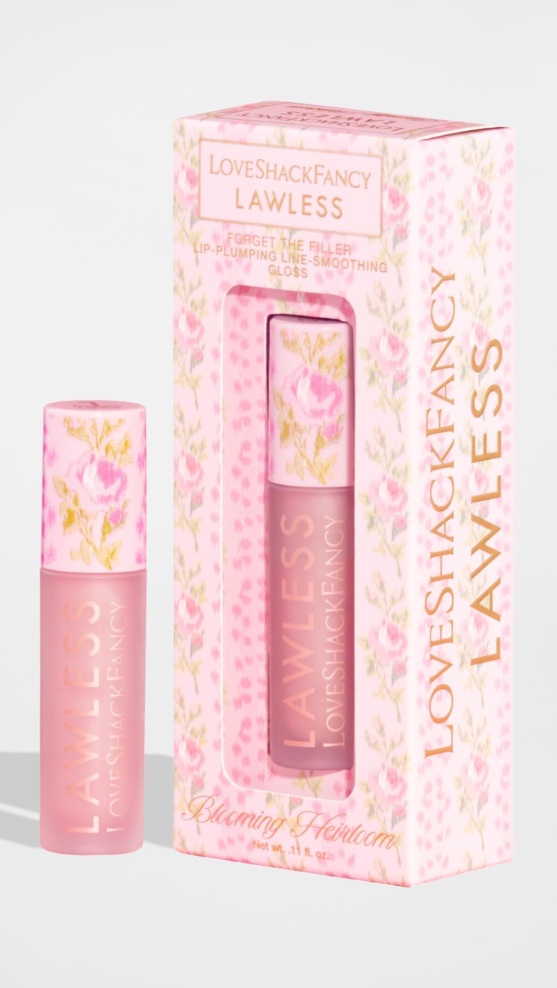Lawless Women's x LoveShackFancy Forget The Filler Lip Plumping Gloss, Blooming Heirloom, Pink, 0.11 Ounce Lawless uk supplements