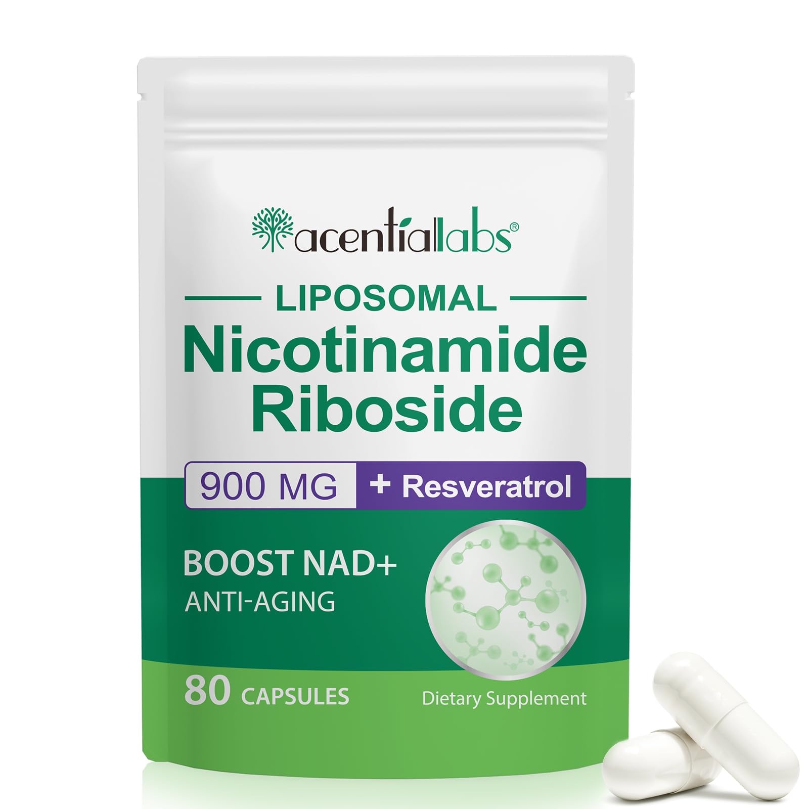 XINSZLIN NAD Supplement, NAD+ Nicotinamide Riboside Resveratrol 900mg, Dietary Supplement for Healthy Cellular Function, NAD+ Fuels Cellular Defense and Cctivates Anti-Aging Genes 80 Capsules XINSZLIN uk supplements