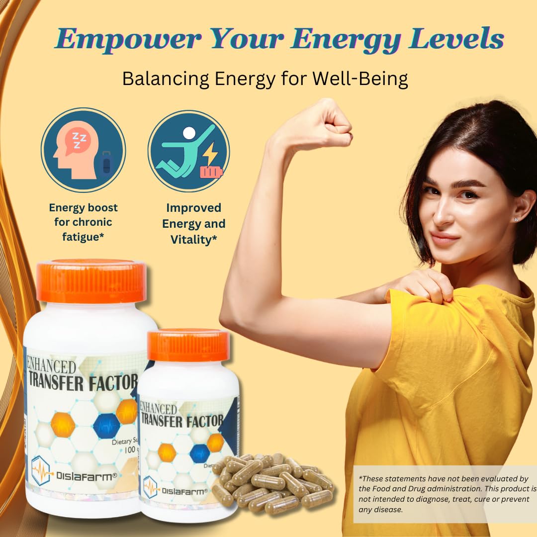 Transfer Factor Enhanced, 100 Natural Capsules, Immune Support - Transfer Factor Multi Immune from Cow Colostrum, Egg Yolk & Special Blend of Mushrooms Dislafarm uk supplements