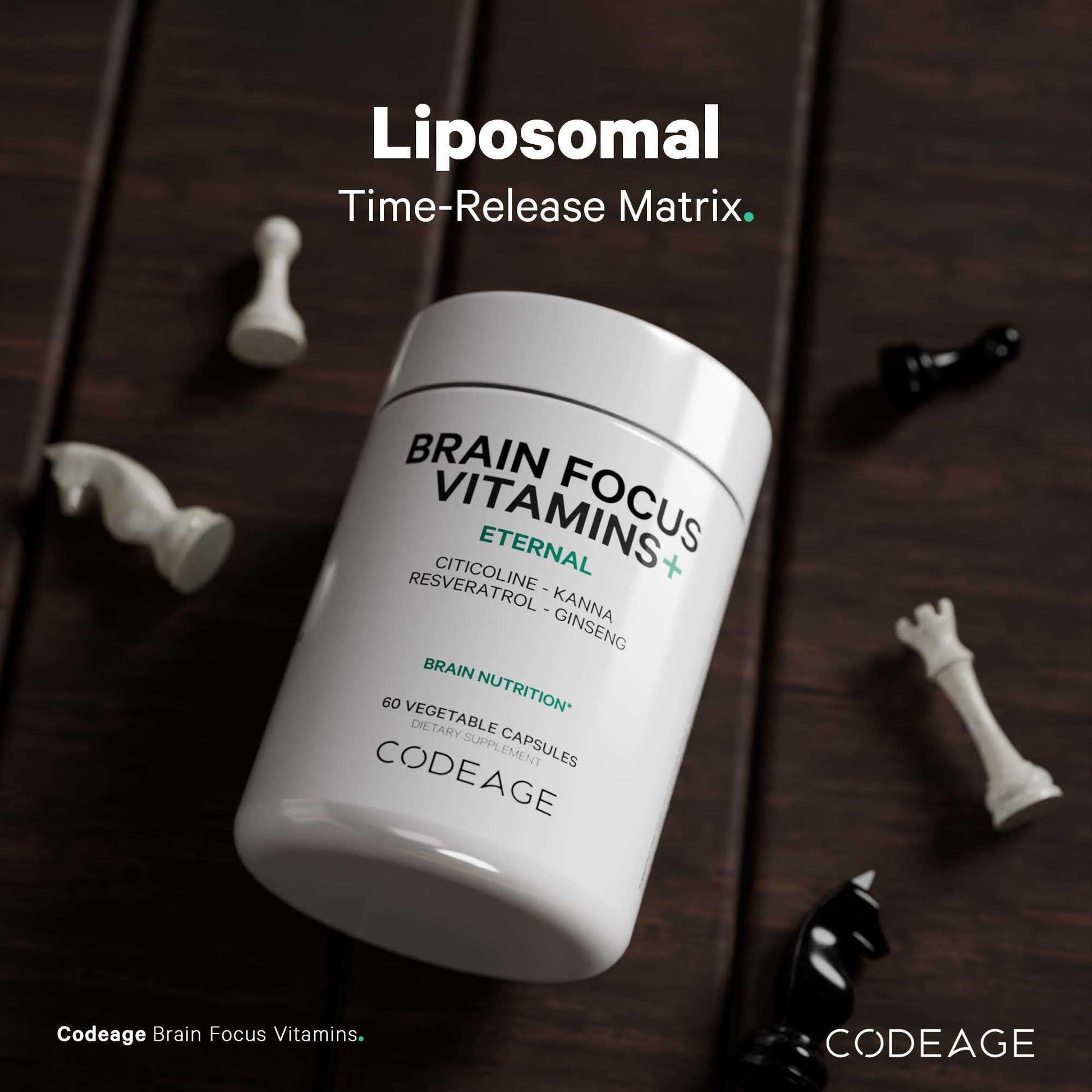 Codeage Brain Focus Vitamins+ Nootropic Supplement with Citicoline as Cognizin, Panax Ginseng, Resveratrol, Gotu Kola, Vitamin B12 Methylcobalamin - Liposomal Delivery - Non-GMO - 60 Capsules Codeage uk supplements