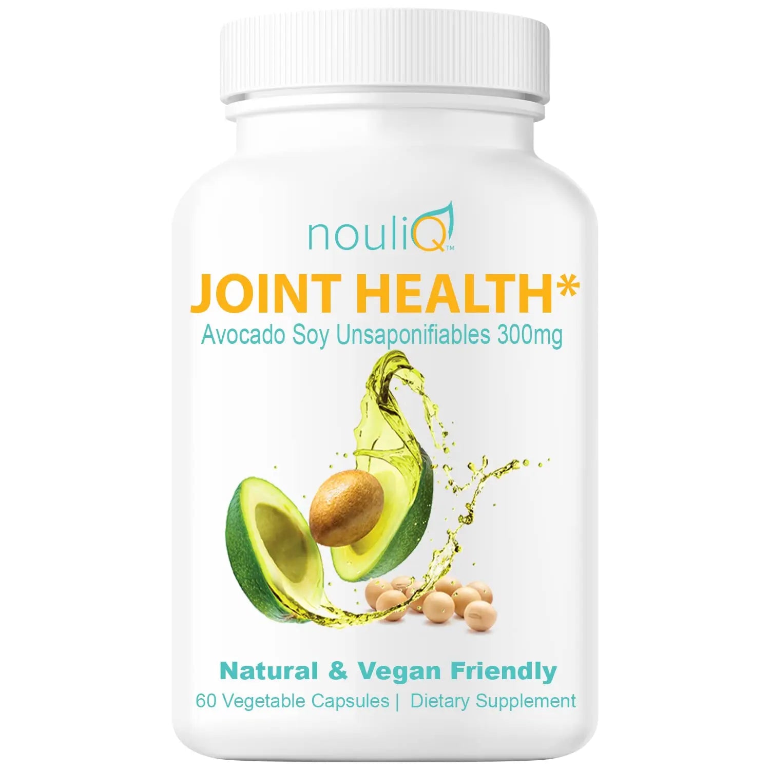 NOULIQ Natural & Vegan-Friendly Joint Health Supplement, Avocado Soy Unsaponifiables 300mg, Non-GMO, Free of Any Gluten, Artificial Colors or Flavors, Dairy and Shellfish, 60 Day Supply. NOULIQ uk supplements