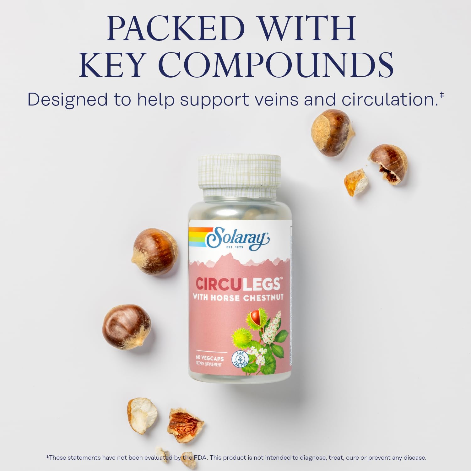SOLARAY Circulegs - Herbal Supplements for Wellness Support w/Horse Chestnut Extract and Vitamin C, Plus Gotu Kola, Flavonoids, Hesperidin Blend - Vegan, Gluten Free, 60-Day Guarantee - 30 Servings SOLARAY uk supplements