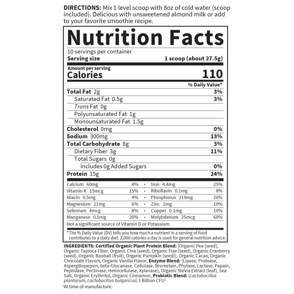 Garden of Life Organic Plant Protein Smooth Chocolate Powder, 10 Servings - Vegan, Grain Garden of Life uk supplements