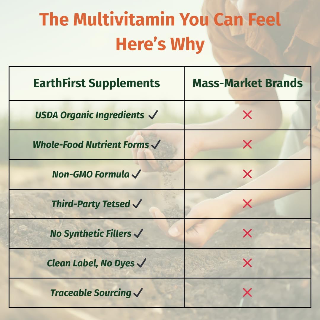 EarthFirst Organic Women’s Multi Once Daily, Women's Multivitamin, Iron, Vitamin B12 & More, 19 Vitamins from Herbs & Superfoods, 30 Count EarthFirst Organic uk supplements
