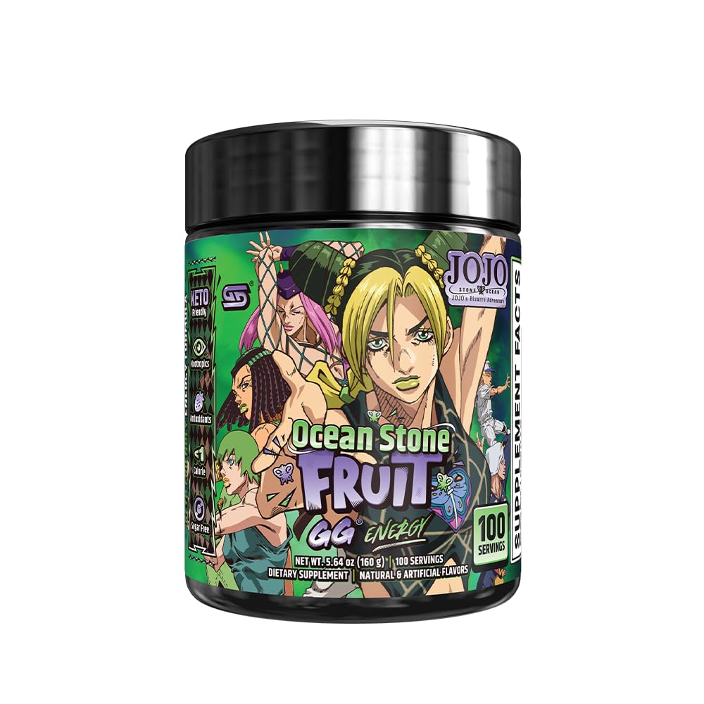 Gamer Supps GG Energy - JoJo's Ocean Stone Fruit (100 Servings) - Keto Friendly Gaming Energy and Nootropic Blend, Sugar Free + Organic Caffeine + Vitamins, Powder Drink Gamer Supps uk supplements