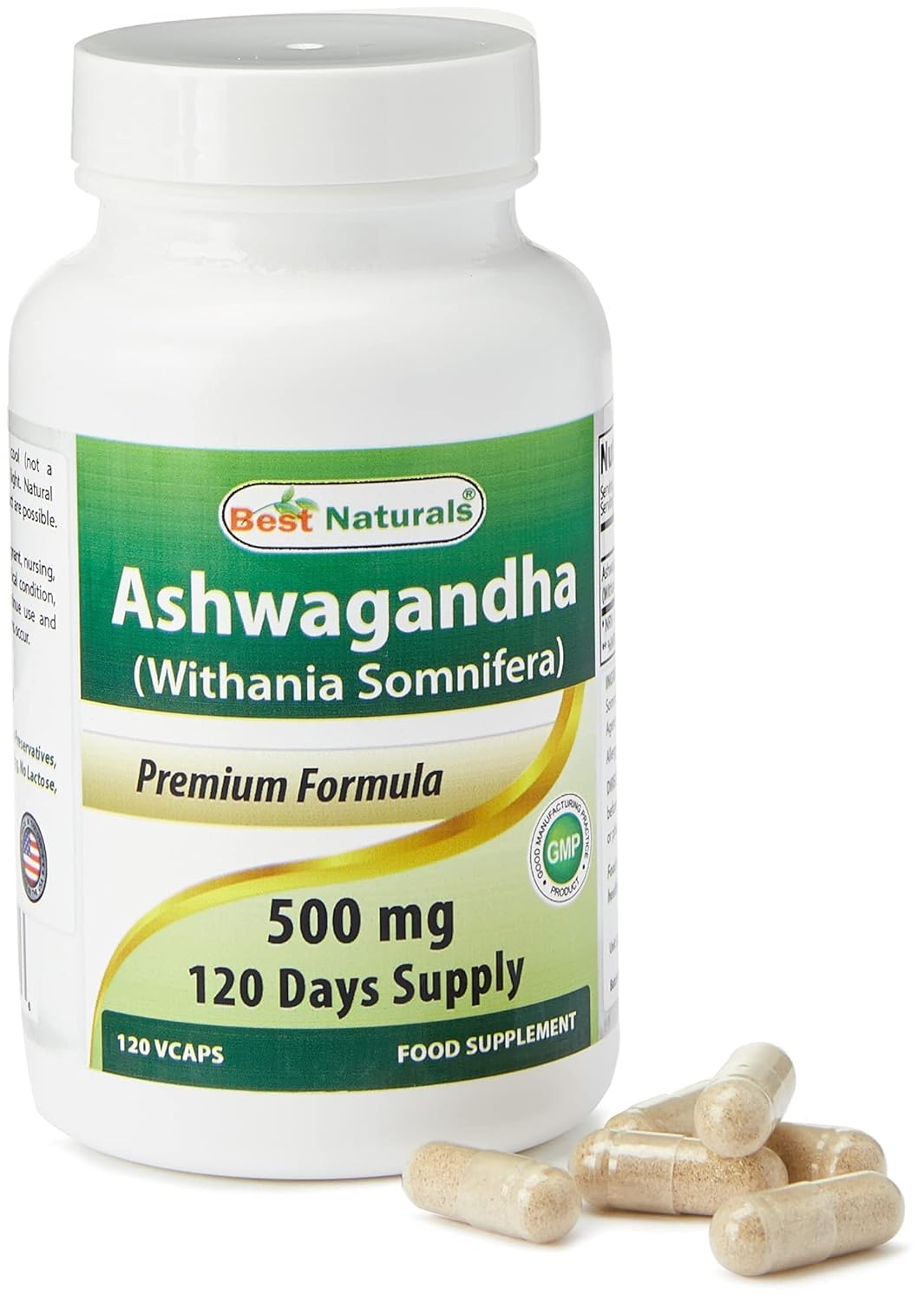 Best Naturals Ashwagandha Capsules for Relaxing Stress and Mood, 500 mg, 120 Count (Packaging may vary) Best Naturals uk supplements