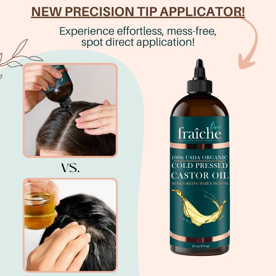Live Fraiche USDA Organic Cold Pressed Castor Oil (16oz), 100% Pure, Hexane-Free Castor Oil Live Fraiche uk supplements