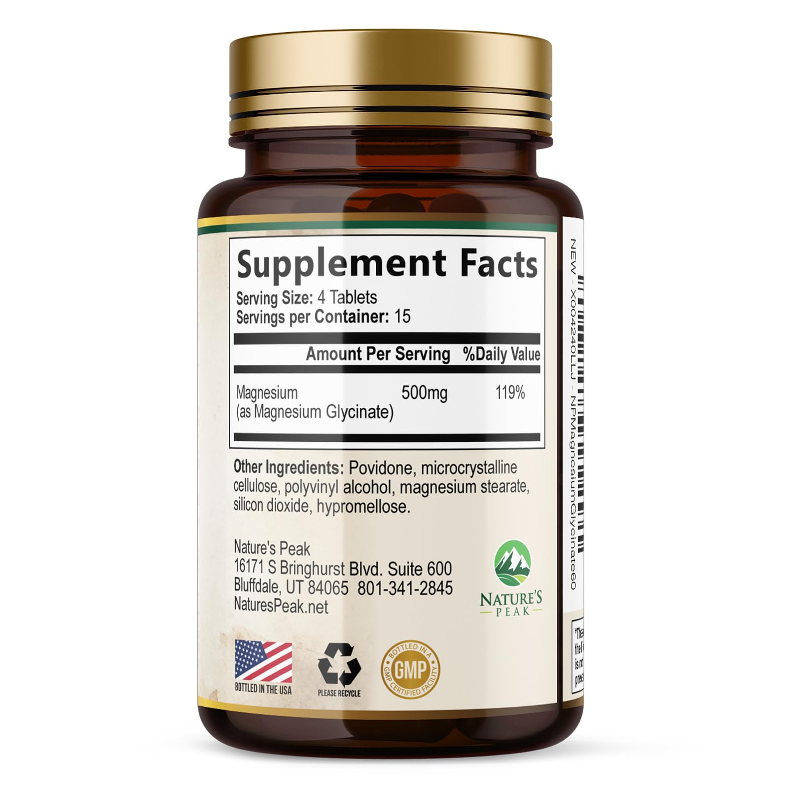 Magnesium Glycinate 500mg Per Serving - High Absorption Chelated Magnesium Supplement for Muscle, Bone and Heart Health Support - Easy Digestion & Gentle on Your Stomach - USA Bottled - 60 Tablets Nature's Peak uk supplements
