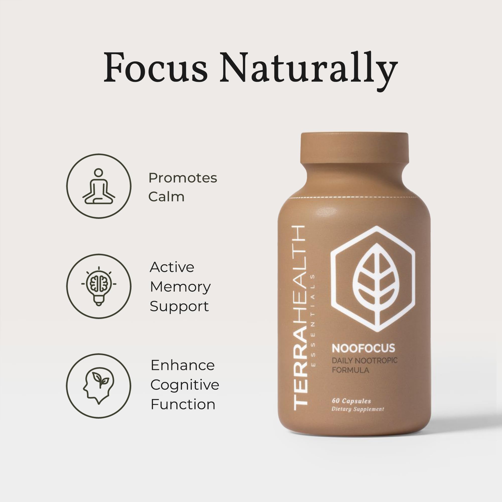 Terra Health Essentials NOOFOCUS - Nootropics Brain Support Supplement with Adaptogenic Mushrooms, Alpha-GPC, Gotu Kola, L-Theanine for Focus & Memory - All Natural, 30 Day Supply Terra Health Essentials uk supplements