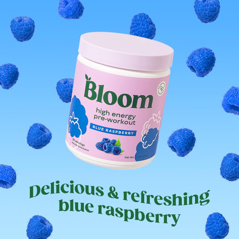 Bloom Nutrition High Energy Pre Workout Powder (Blue Raspberry) - Amino Energy Bloom Nutrition uk supplements