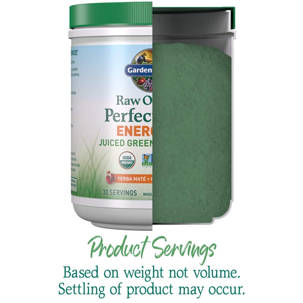 Garden of Life Raw Organic Perfect Food Energizer Juiced Green Superfood Powder - Yerba Mate Pomegranate, 30 Servings, Green Superfood Powder & Probiotics, Gluten Free Whole Food Greens Supplements Garden of Life uk supplements