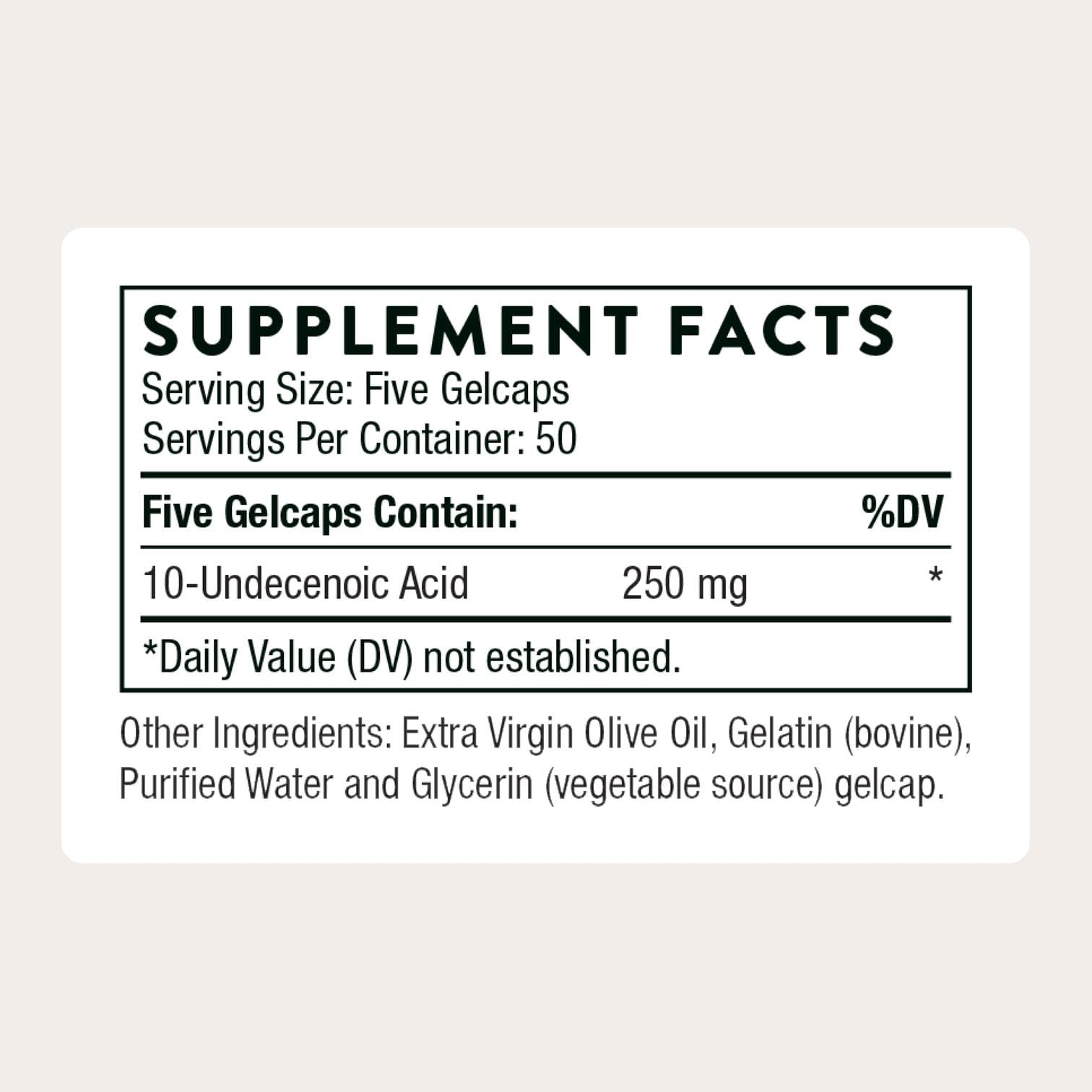 THORNE - Undecylenic Acid (Formerly Formula SF722) - 250 mg of Undecylenic Acid - for a Healthy Balance of Gut & Vaginal Flora* - Gluten Free - 250 Gelcaps - 50 Servings THORNE uk supplements
