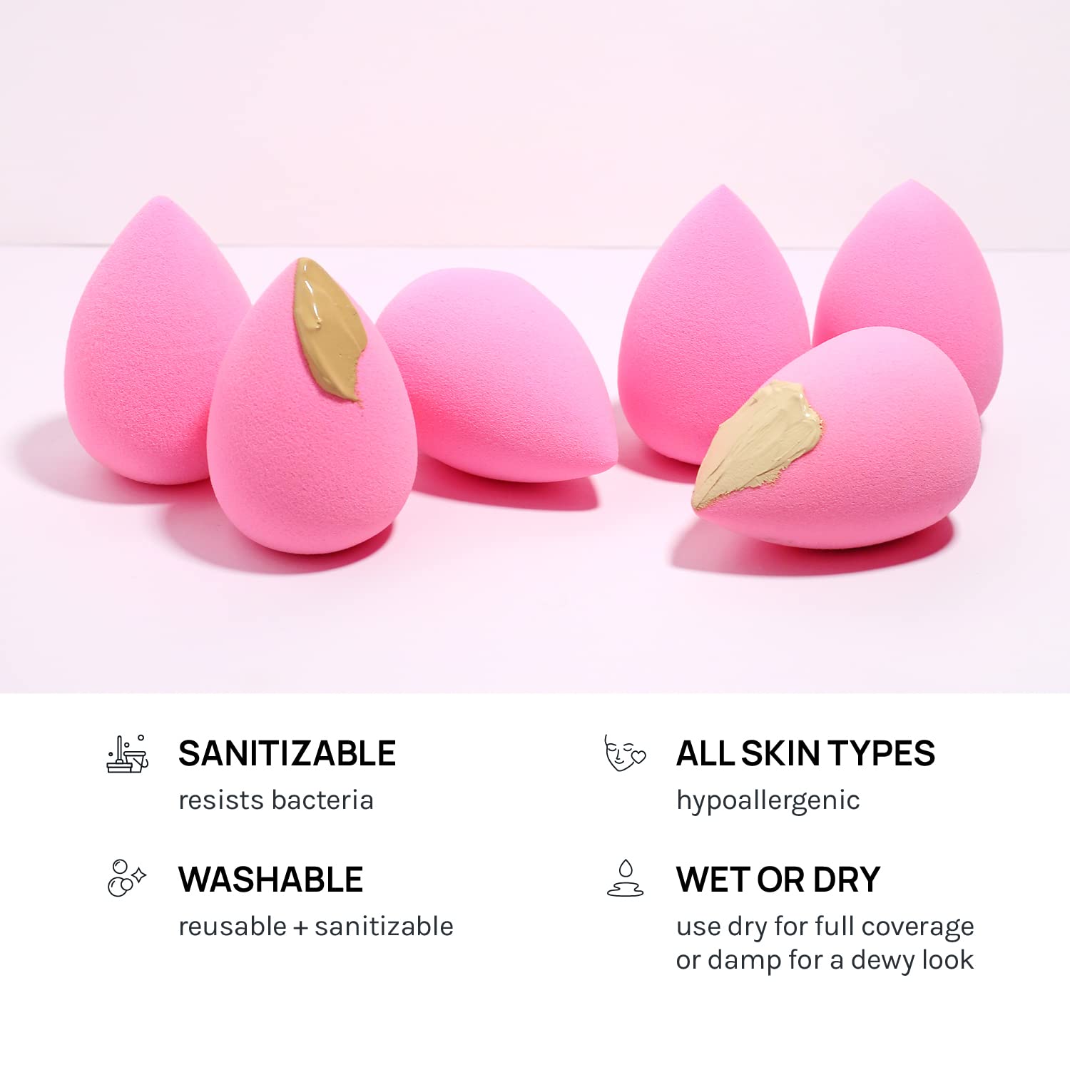 AOA Studio Collection makeup Sponge Set Latex Free and High-definition Set of 6 makeup Wonder blender For Powder Cream and Liquid, Super Soft Wonder Beauty Cosmetic AOA STUDIO uk supplements
