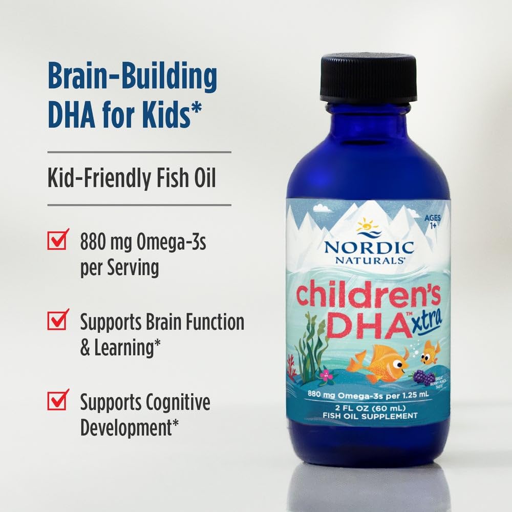 Nordic Naturals Children’s DHA Xtra, Berry Punch - 2 oz for Kids - 880 mg Total Omega-3s with EPA & DHA - Cognitive & Immune Function, Learning, Social Development - Non-GMO - 48 Servings Nordic Naturals uk supplements