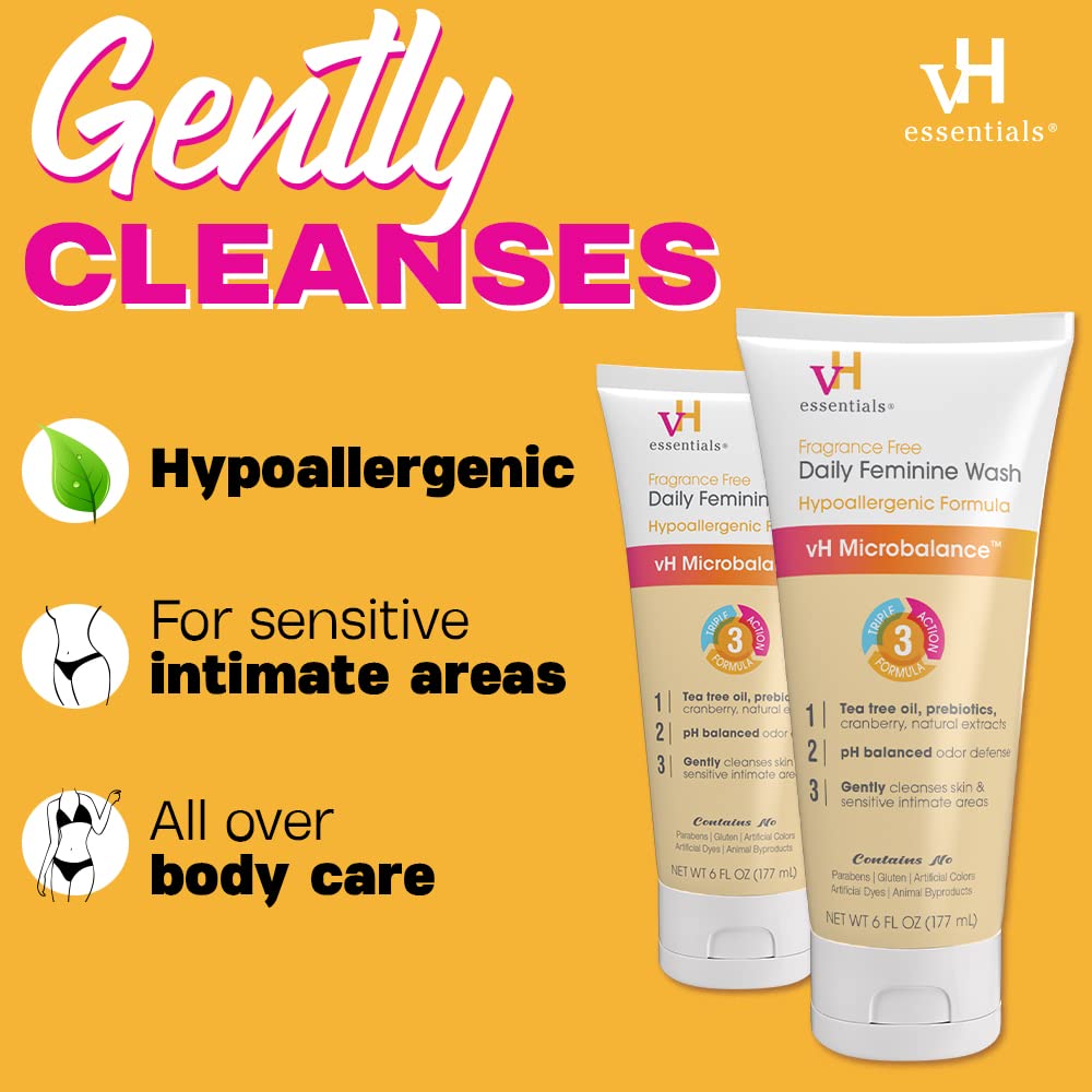 vH essentials Daily Feminine Wash - Fragrance Free, Hypoallergenic with Tea Tree Oil vH essentials uk supplements
