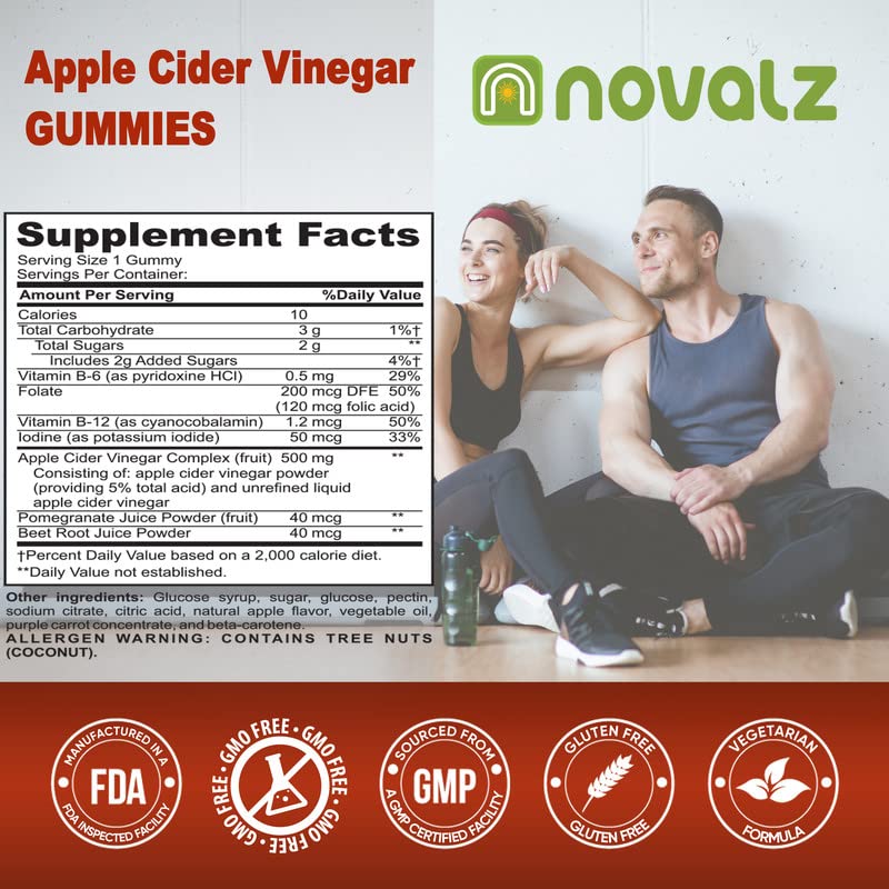 NOVALZ Apple Cider Vinegar Gummies for Weight Control, Detox, & Cleanse, 500mcg ACV NOVALZ uk supplements