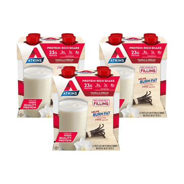 Atkins Vanilla Cream Meal Size Protein Shake, 23g Protein, Low Glycemic, 3g Carb Atkins uk supplements