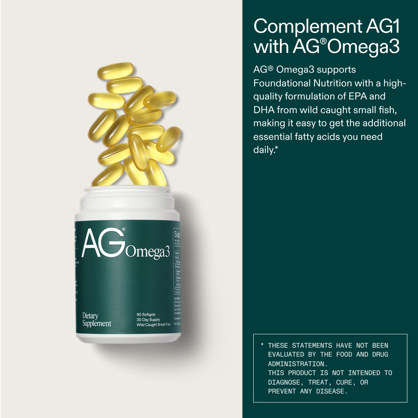 AG1 Omega 3 Fish Oil Softgels – 2000mg EPA & DHA from Wild-Caught Fish, Supports Heart, Brain & Joint Health | 90 Capsules | Athletic Greens Supplement AG1 uk supplements