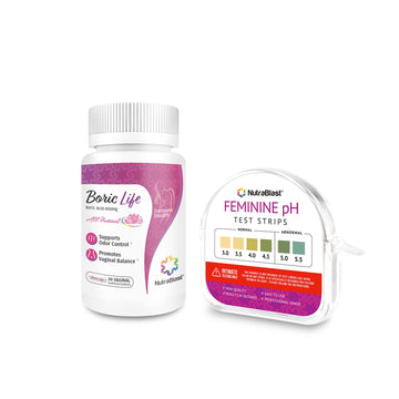 NutraBlast Boric Acid Vaginal Suppositories 600mg (30 Count) w/Feminine pH Test Strips 3.0-5.5 NutraBlast uk supplements