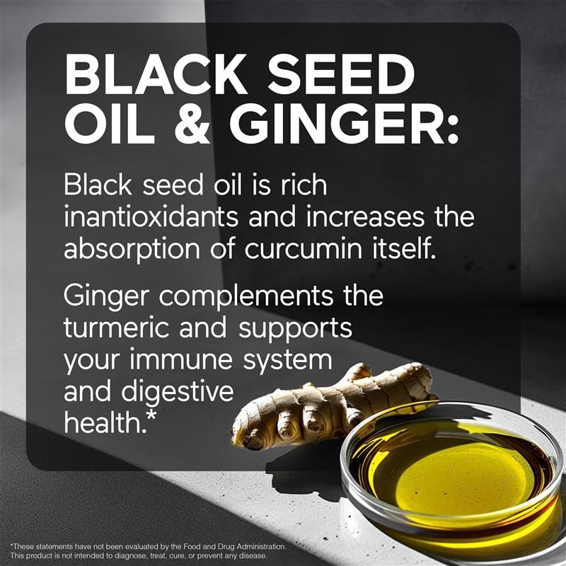 SMARTERNUTRITION Curcumin Softgels - Vegan High Absorption 400 mg Turmeric Supplement + Black Seed Oil & Ginger - 95% Tetrahydrocurcuminoids Non-GMO, USA Manufactured - 60 Ct[30 Servings] SMARTERNUTRITION uk supplements
