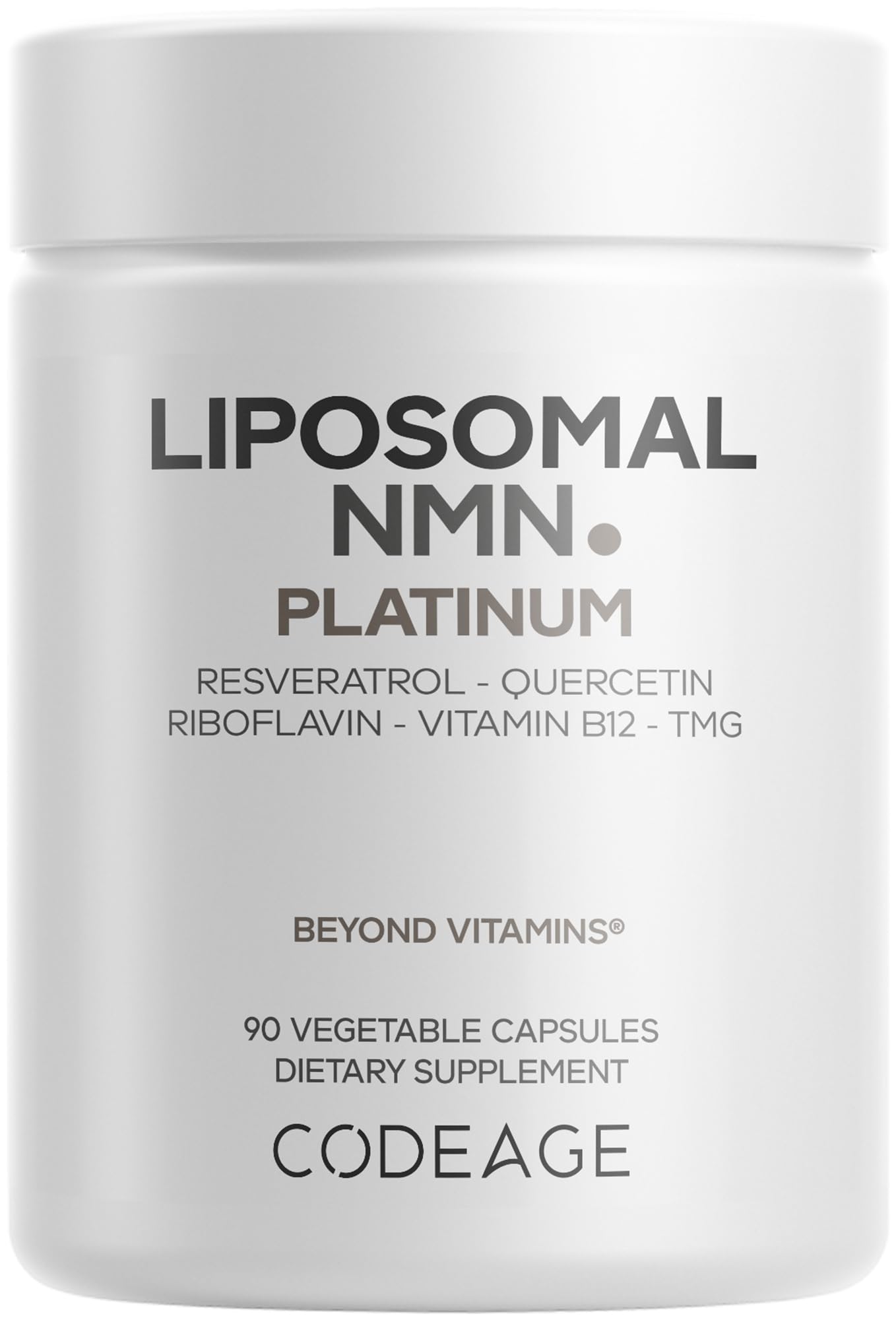 Codeage Liposomal NMN Platinum - 500 mg NMN Supplement, Nicotinamide Mononucleotide, NAD Precursor - Quercetin, Resveratrol, Betaine TMG, Vitamin B2 Riboflavin & Vitamin B12 - Non-GMO - 90 Capsules Codeage uk supplements