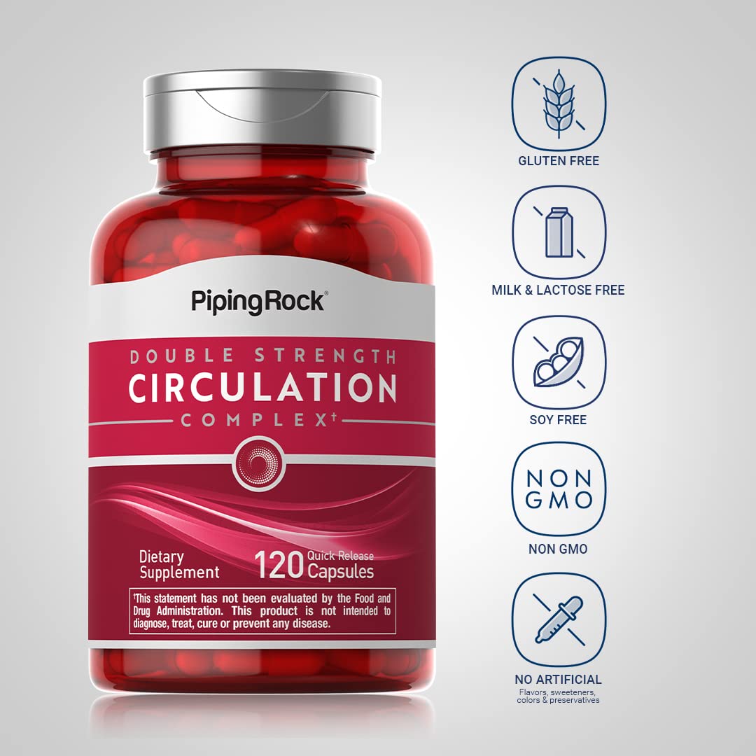 Piping Rock Circulation Supplement | 120 Capsules | Double Strength Complex | Non-GMO, Gluten Free Piping Rock uk supplements