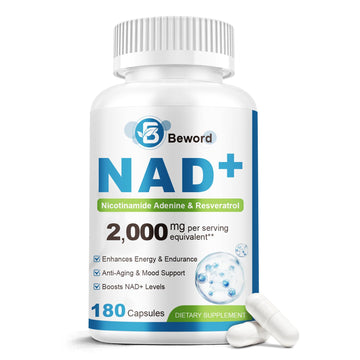 BEWORD Liposomal NAD 2000 Mg, 180 Capsules, 4-in-1 Formula with Liposomal NAD, Trans-Resveratrol, Non-GMO | Energy Support BEWORD uk supplements