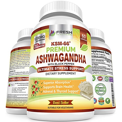 FRESH HEALTHCARE Ashwagandha Capsules KSM 66-1200mg Pure and Potent FRESH HEALTHCARE uk supplements
