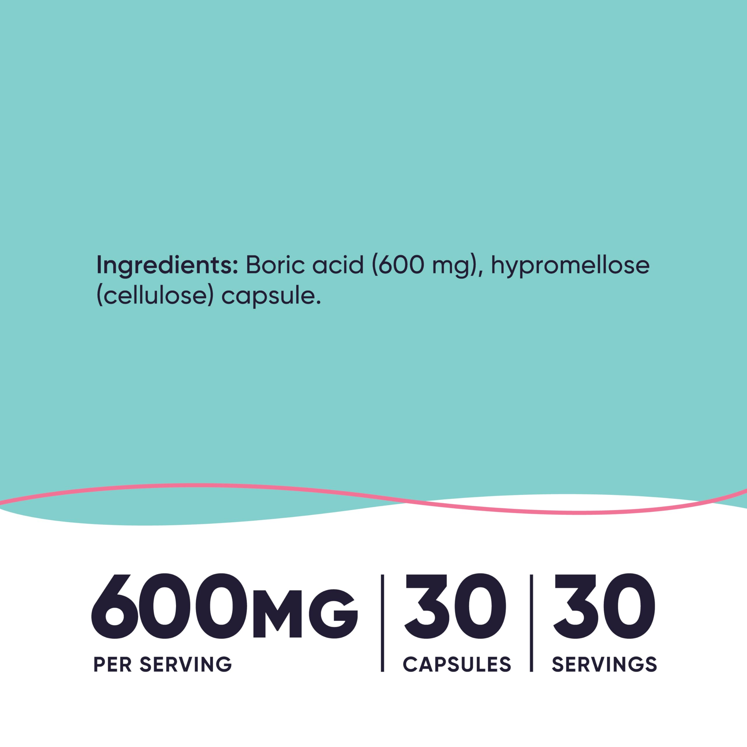 Nutricost Boric Acid 600mg, 30 Capsules - Vaginal Suppository - Non-GMO - for Women Nutricost uk supplements