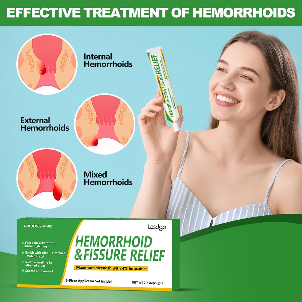 Lesdgo Hemorrhoidal Ointment(1 Pack),Hemorrhoid and Fissure Cream Witch Hazel Maximum Strength Pain Relief,for Itching and Swelling Lesdgo uk supplements