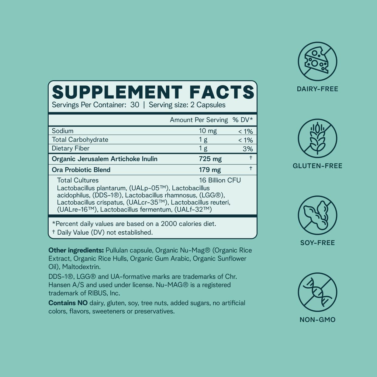 Ora Organic Prebiotics and Probiotics for Women - Lactobacillus for Vaginal and Urinary Tract Health, Contains 16 Billion CFU, 6 Strains - 1 Month Supply, 60 Vegan Probiotic Capsules Ora Organic uk supplements