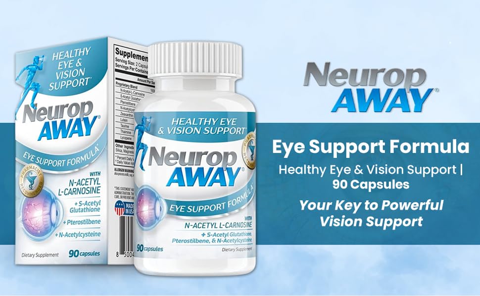 NeuropAWAY Eye Support Supplement 60CT with Lutein N-Acetyl L-Carnosine S-Acetyl Glutathione N-Acetyl Cystiene Pterostilbene Lycopene Zeaxanthin to Support Healthy Vision, Helps Blurry and Dry Eyes NeuropAWAY uk supplements